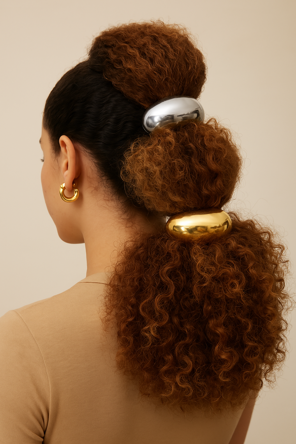 Modern Rounded Hair Tie- Silver