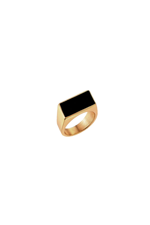 Rectangle Signet Ring- Black / Gold