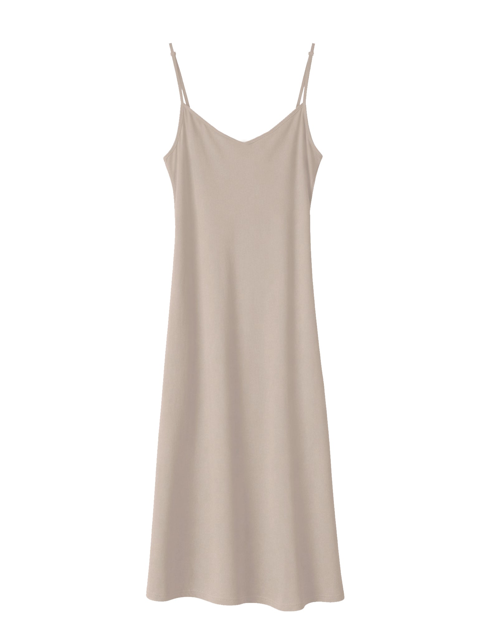 fair nude slip dress on a white background