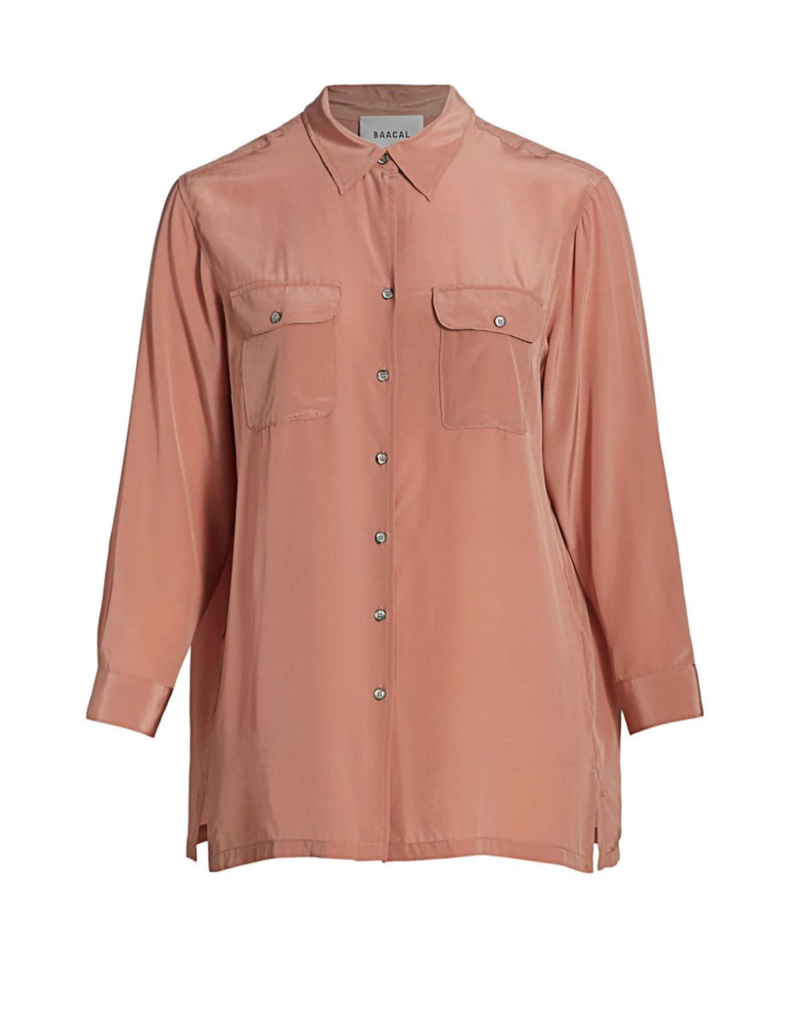 Two Pocket Silk Shirt in Terracotta - The Taylor