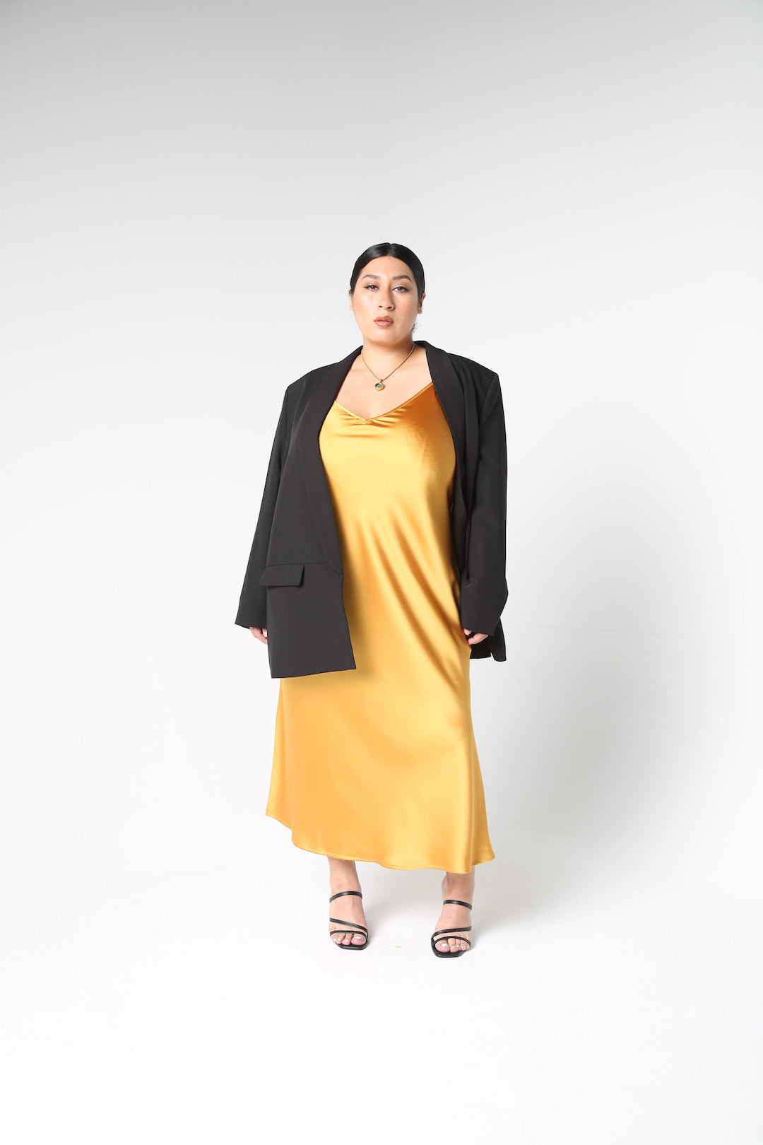Vintage Disco Bias Slip Dress in Deep Honey