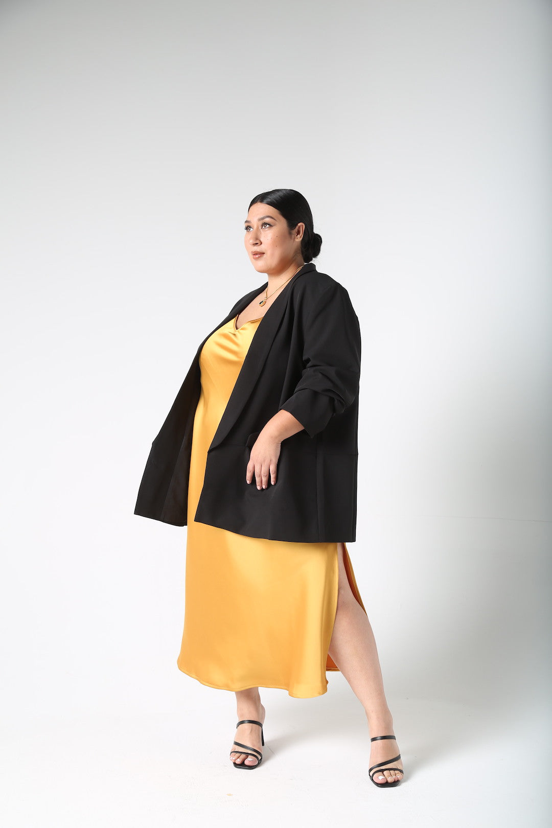 Vintage Disco Bias Slip Dress in Deep Honey