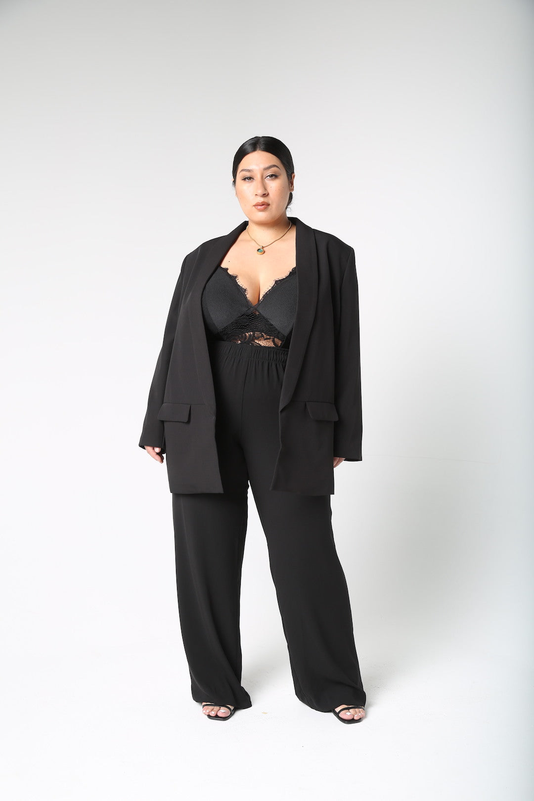 Women's black oversize classic blazer Cynthia Vincent BAACAL  Edit alt text