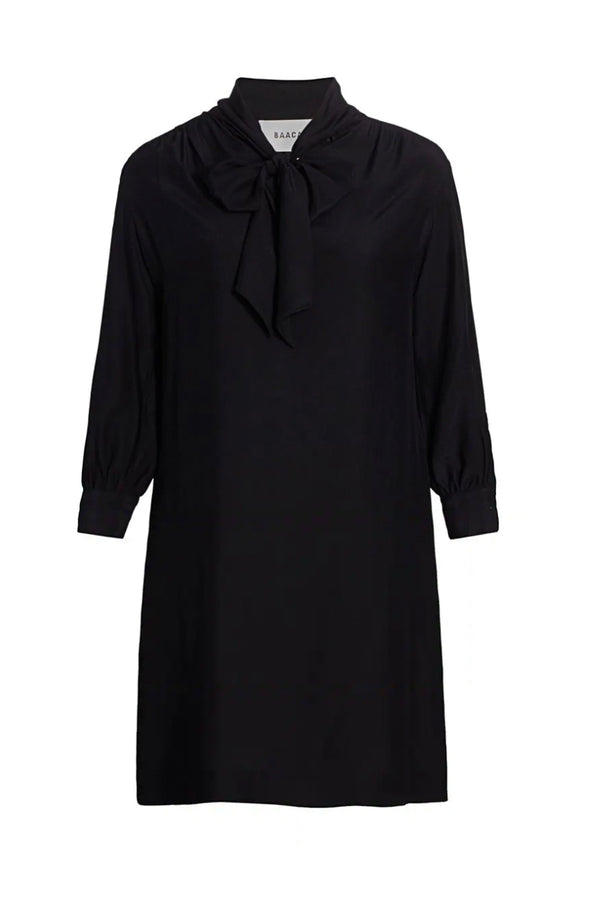 women's plus size tie neck dress black