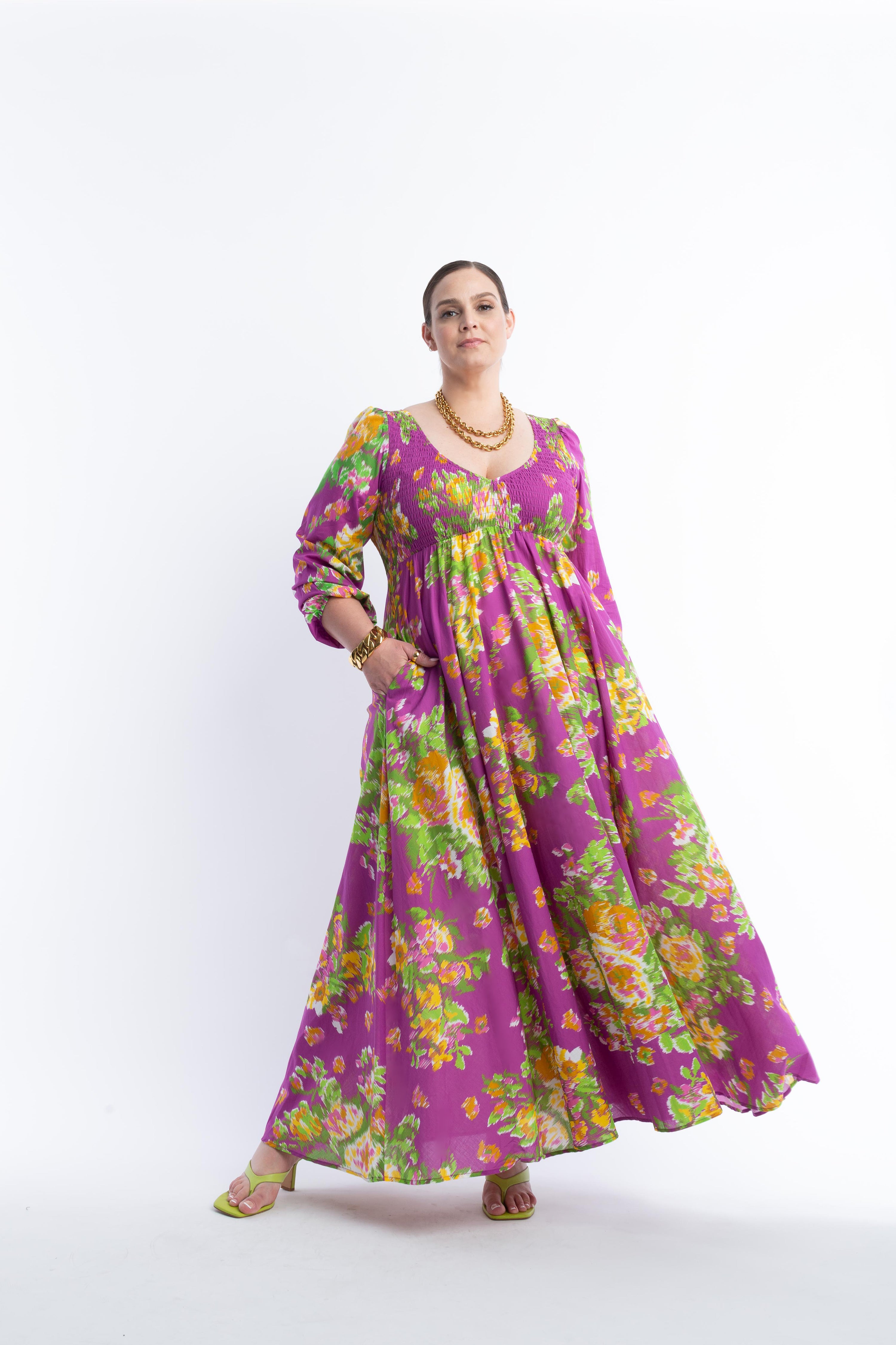 Magenta Floral Maxi Dress - The Joni