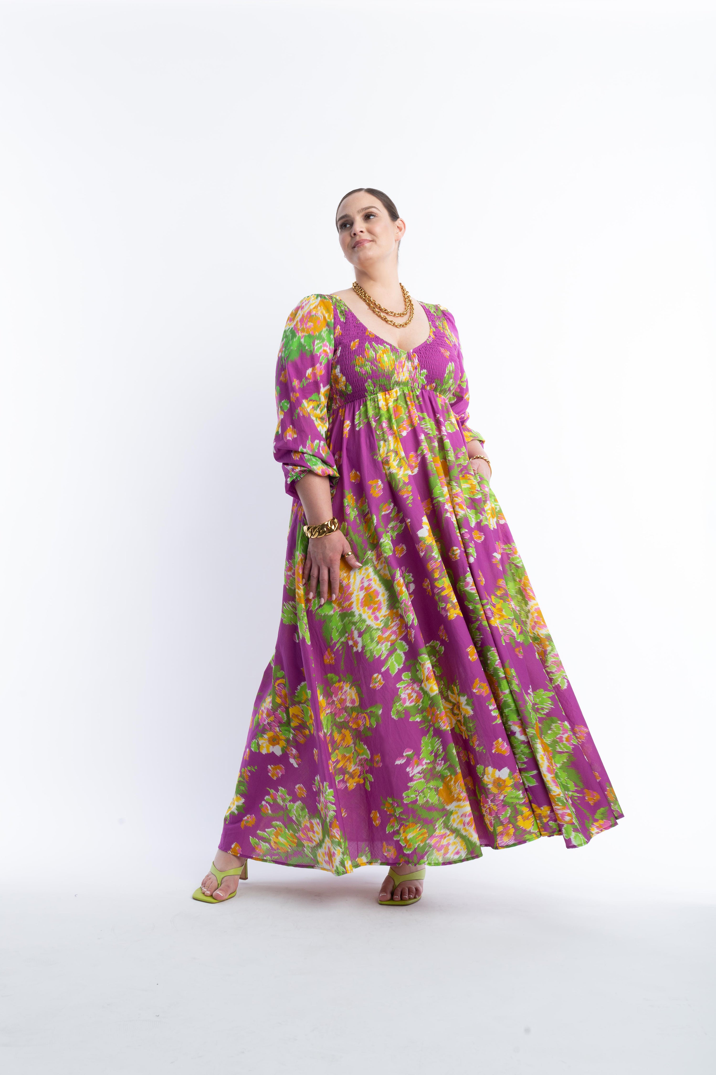 Magenta Floral Maxi Dress - The Joni