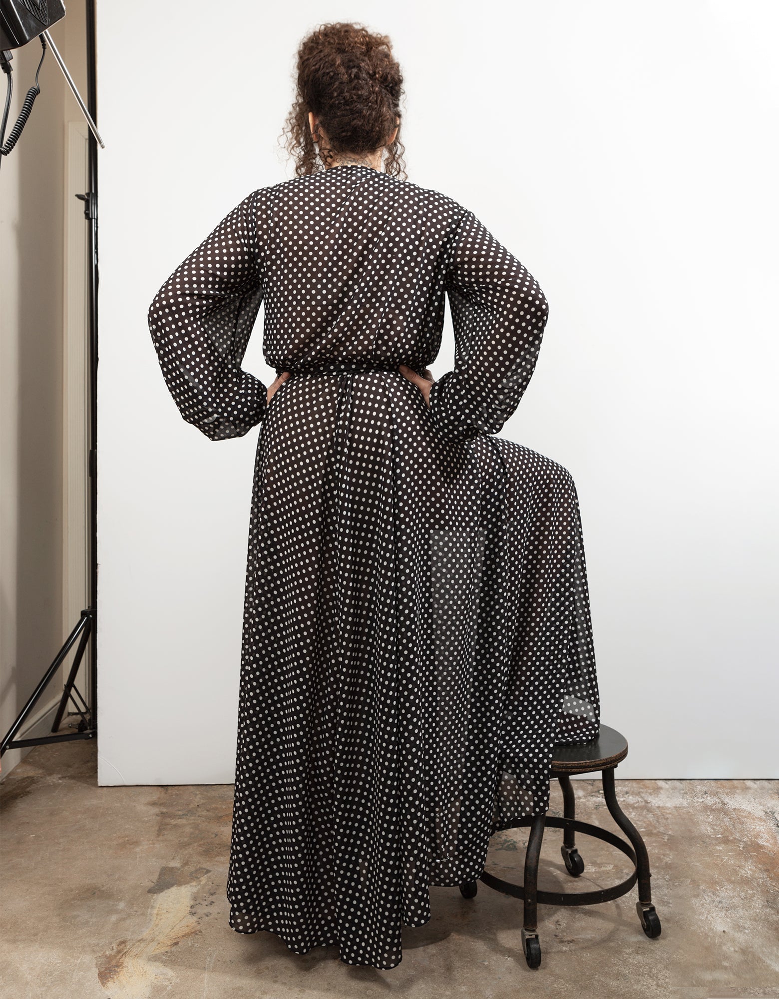 The Maxi Wrap Dress- New Polka Dot Black White