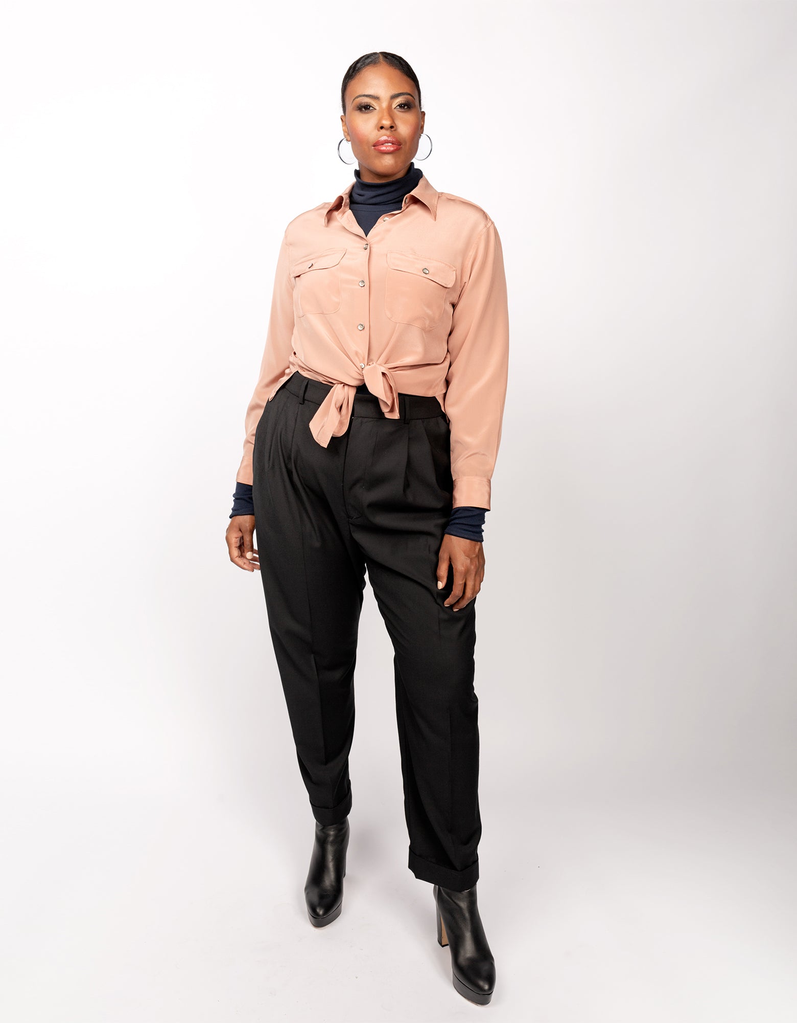 Two Pocket Silk Shirt in Terracotta - The Taylor