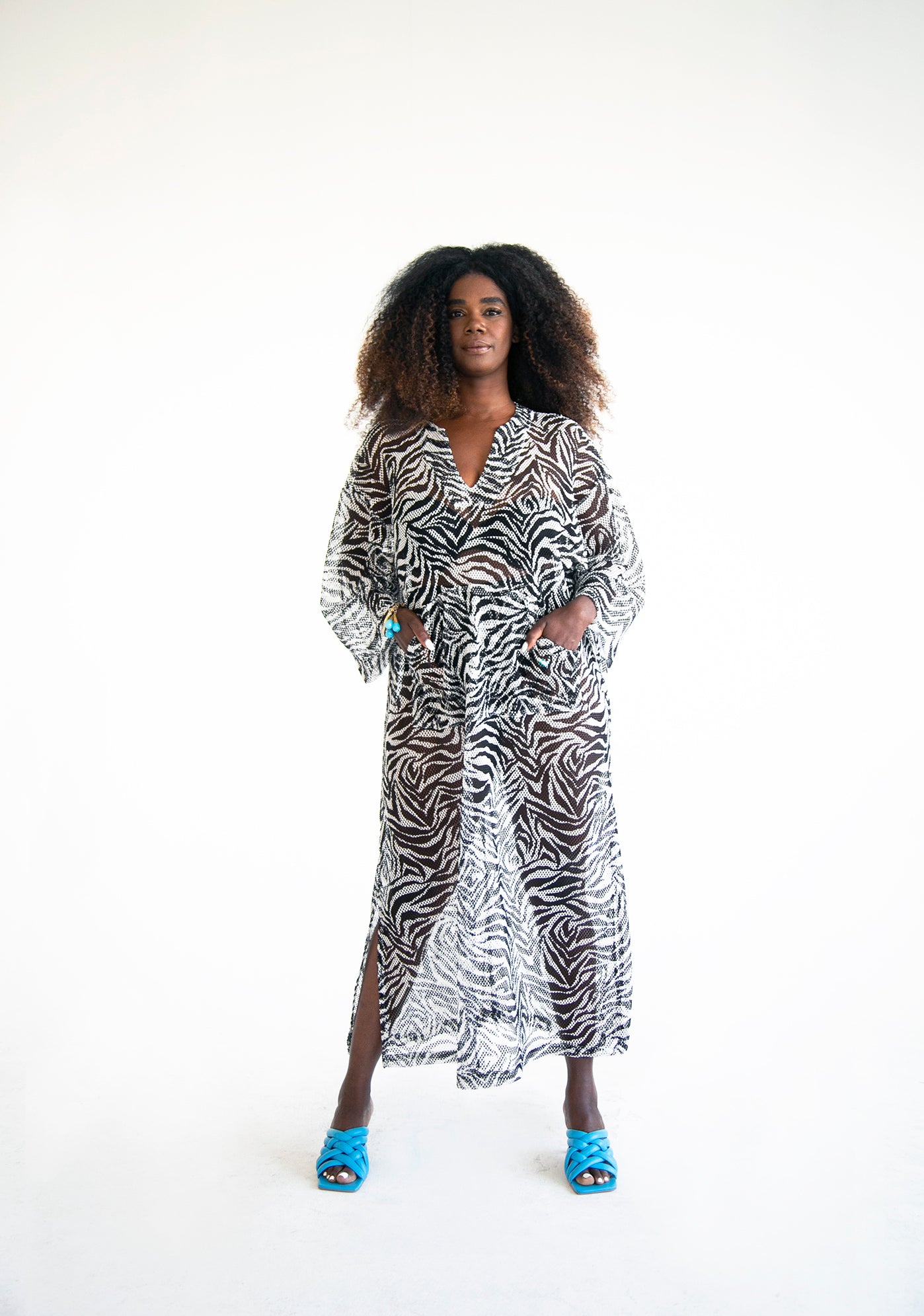 Zebra Mesh Jallaba Kaftan