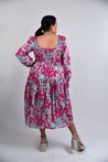 pink floral midi dress- Size Inclusive - Plus Size Dress