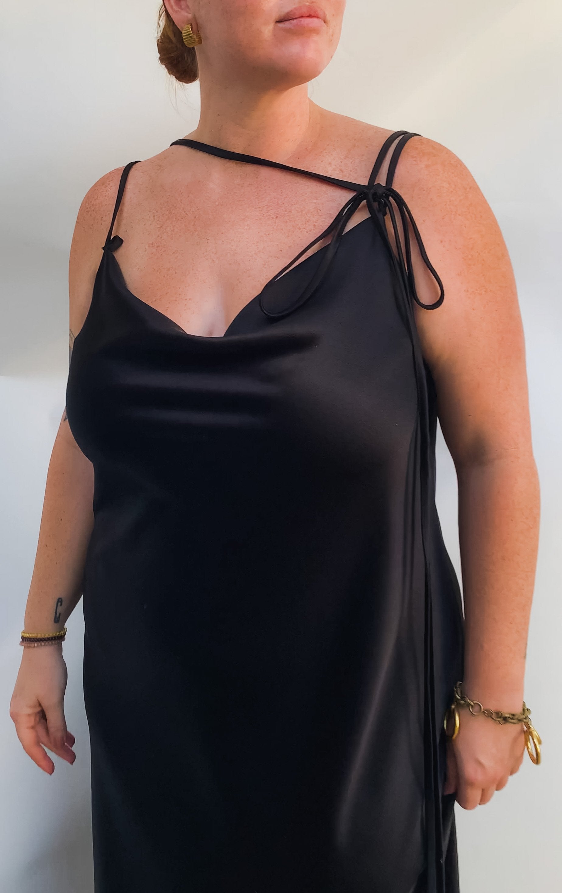 The "Tie Me Up" Bias Slip Dress - So many ways to wear this dress - sustainable wood pulp fabric - Black