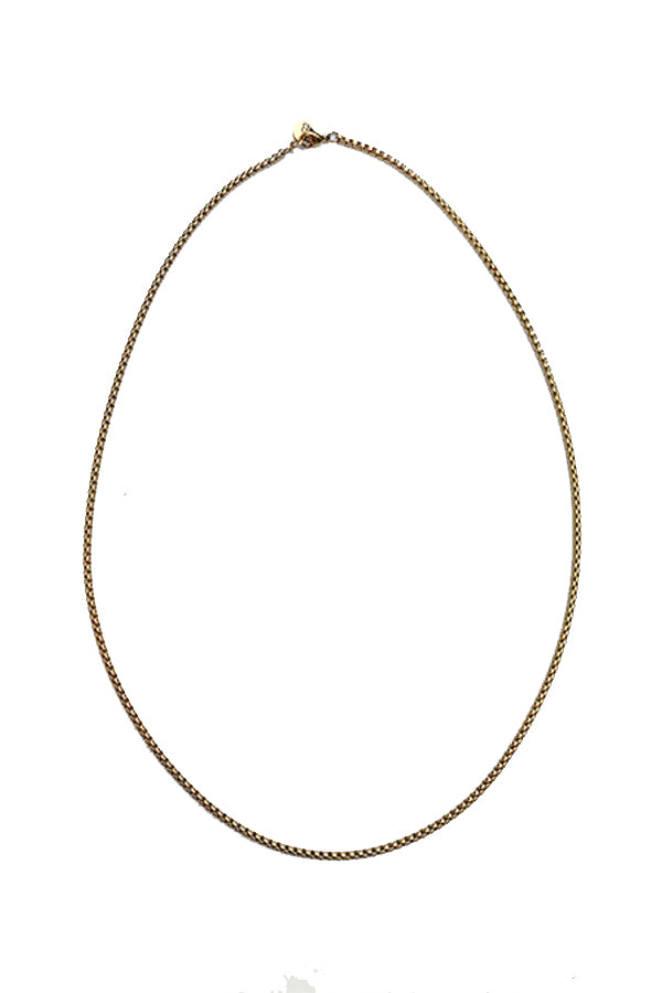 "Thin Boy Slim" is our thin chain. The Rolo Link on this chain gives the appearance of a deeper more matte gold finish. Wear it alone or add charms or a pendant. Perfect for almost any occasion. Layer it or wear it alone for the finishing touch to your everyday outfits. BAACAL