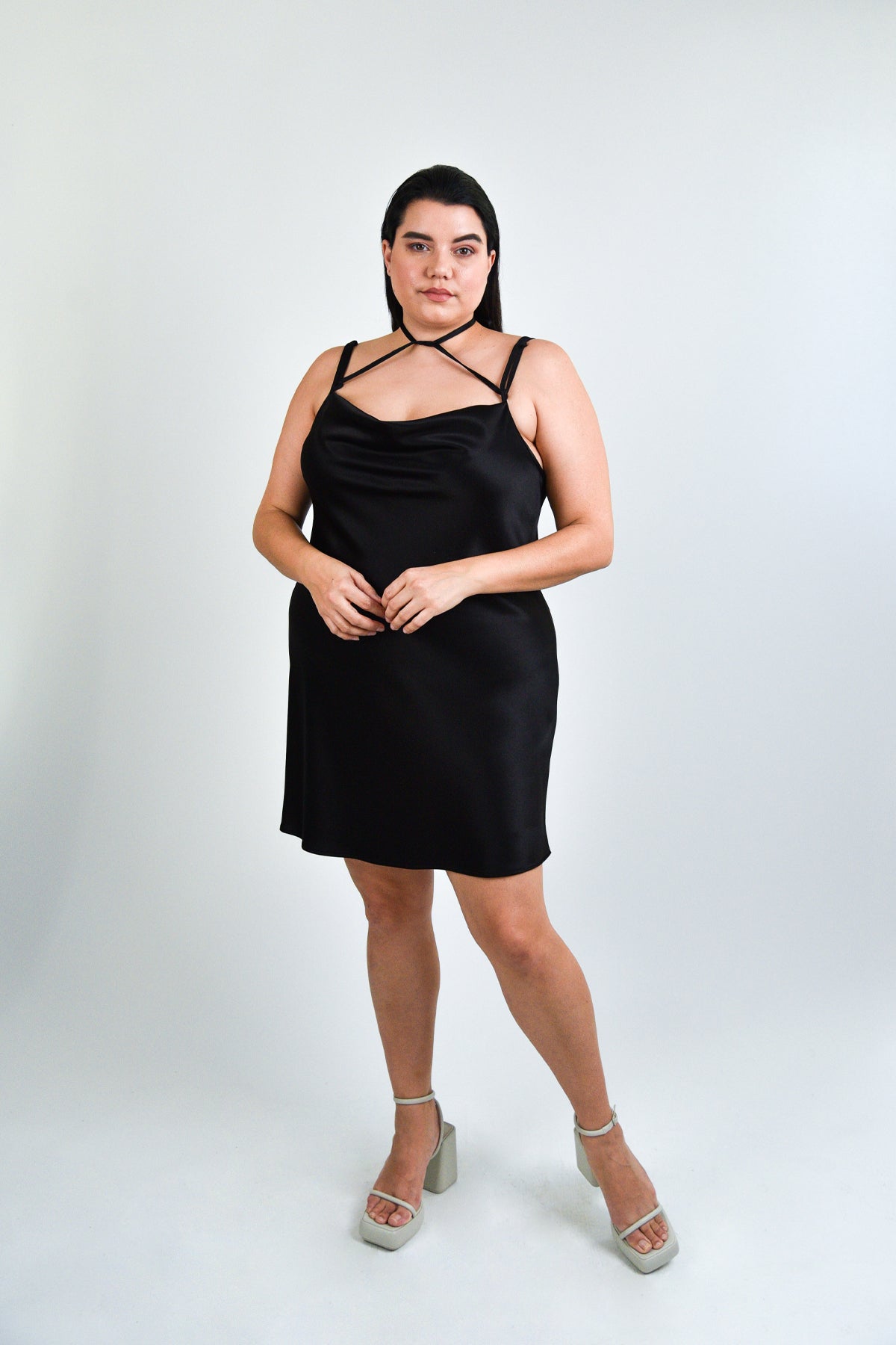 The "Tie Me Up" Bias Slip Dress - So many ways to wear this dress - sustainable wood pulp fabric - Black