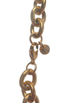 Close up of BAACAL bead & clasp - Thick round O links. A timeless, yet of the moment statement piece.  With a deep shine, 18k gold plated stainless steel.   Perfect for almost any occasion or your everyday finishing touch to your outfits. Measures 22” can be adjusted to any length by clasping a link on the chain. 