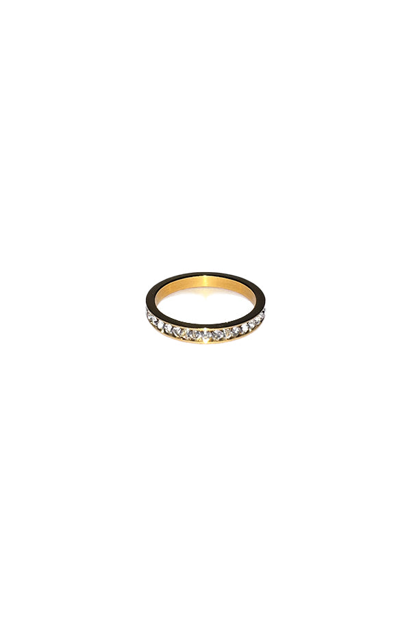 The Diamonette stacking ring, with a deep gold shine and sparkling CZ. The one we can never find in our size!  Perfect to wear alone or stacked. Mix and match your stack with our other stacking rings.