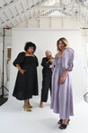 Linen On or Off the Shoulder Dress in Black- The Colette- Plus Size and Size Inclusive 
