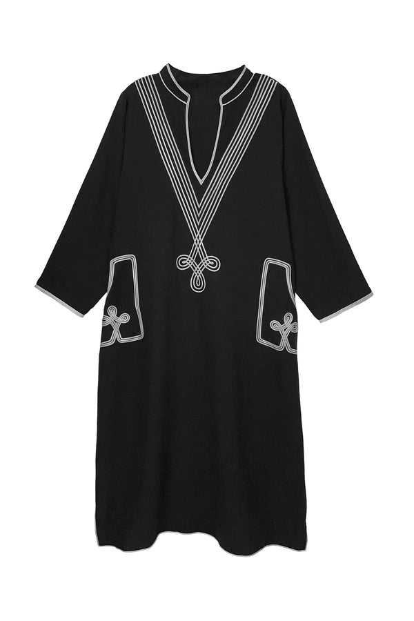 black silver house dress tunic baacal Marrakesh embroidered dress plus size extended sizes - Plus Size and Size Inclusive