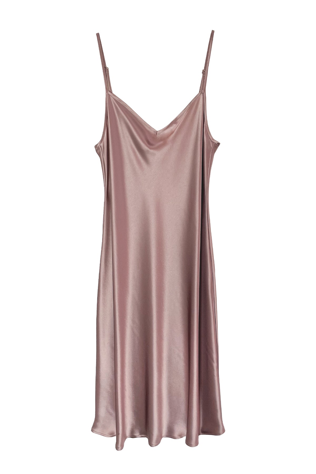 V-neck bias cut slip on dress, with adjustable straps, in Rose Pink crepe back satin. Plus Size, Size Inclusive Dress