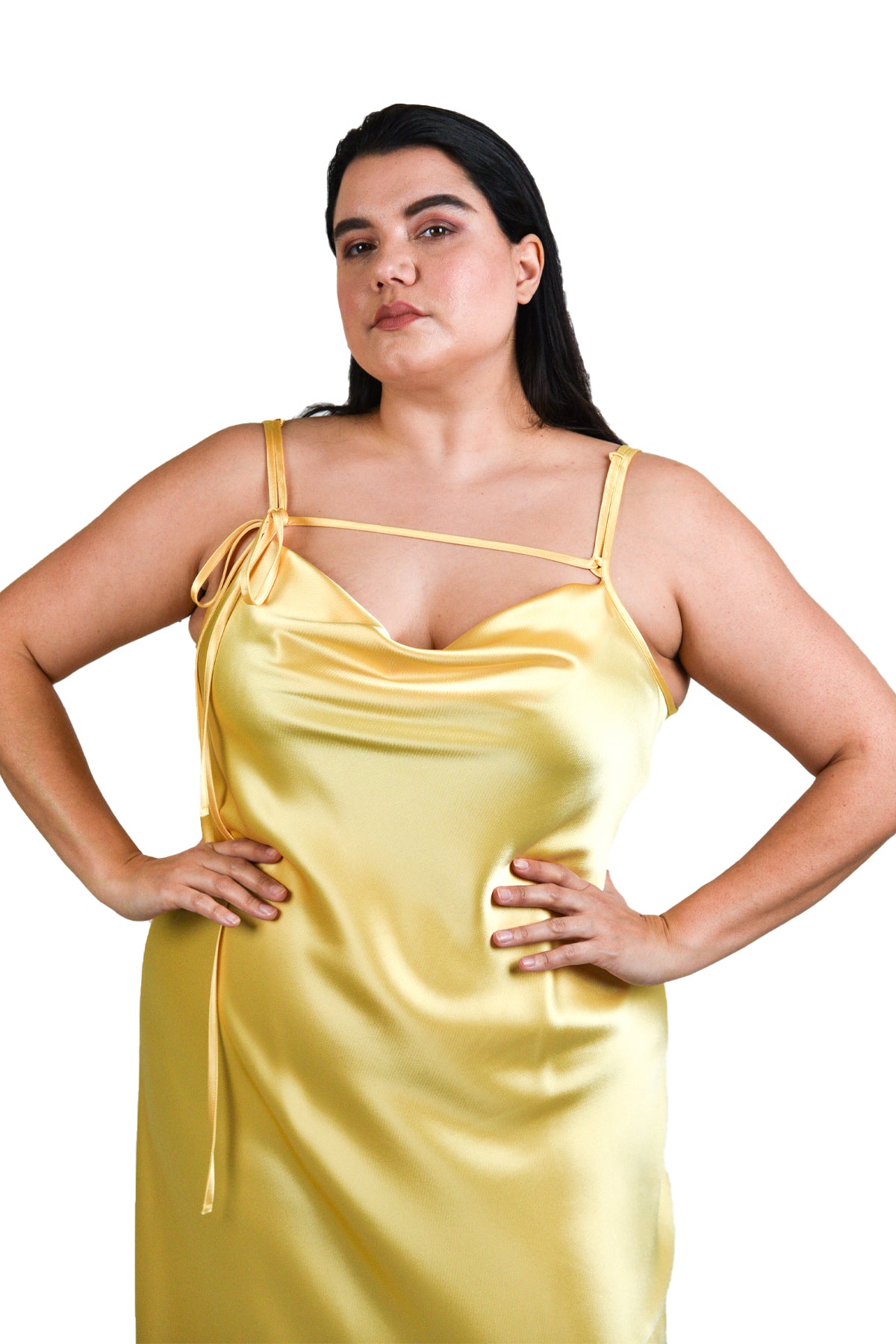 The "Tie Me Up" Bias Slip Dress - Yellow