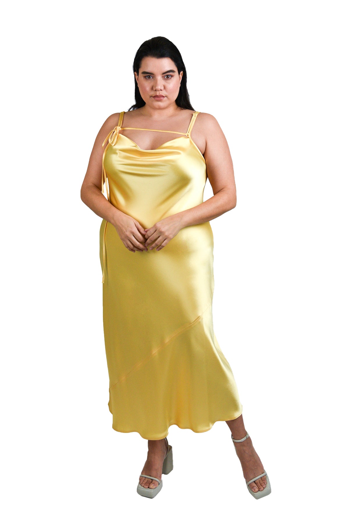 The "Tie Me Up" Bias Slip Dress - Yellow