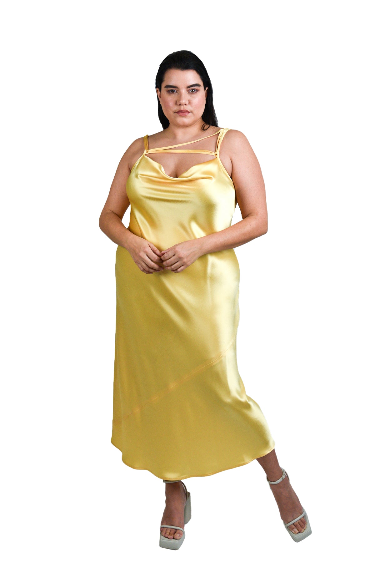 The "Tie Me Up" Bias Slip Dress - Yellow
