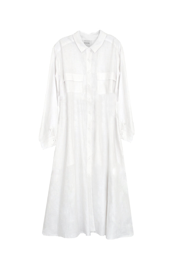 The New Waisted Shirtdress in White Linen